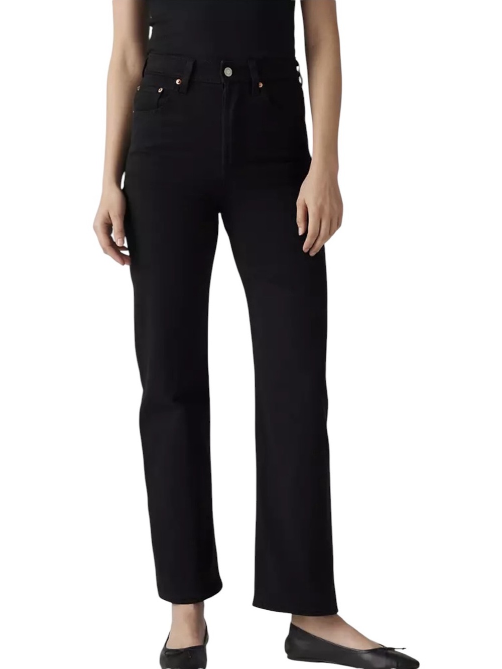 Levi’s Ribcage Straight Ankle button fly black jeans size 27 excellent condition